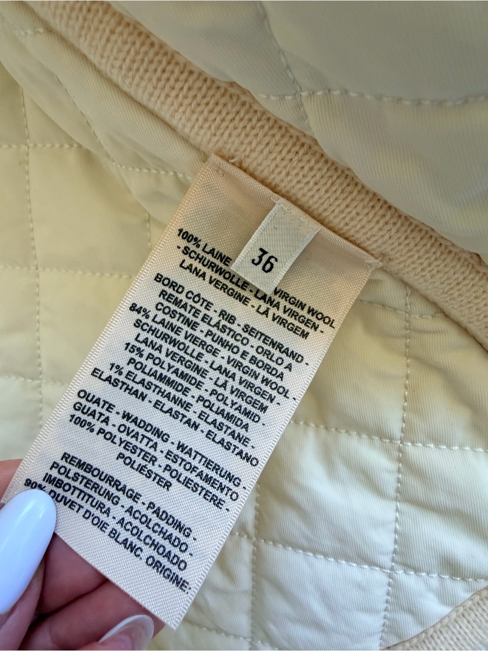 Hermes Cream Quilted Knit Zip-Front Jacket - Picture 4 of 6